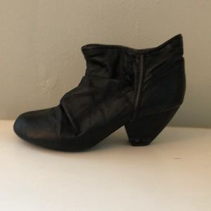 Black leather booties
